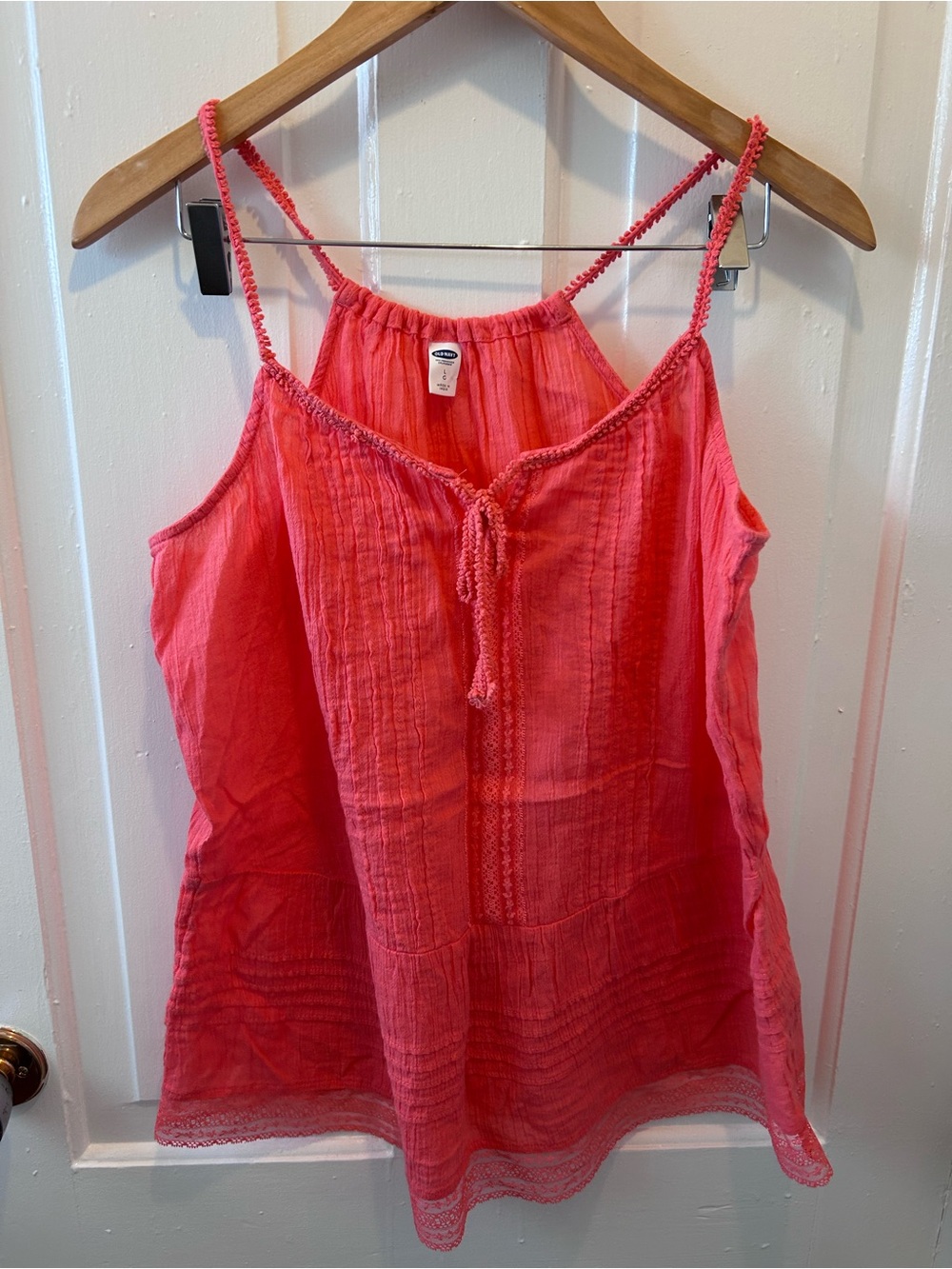 Old Navy Coral Tie-Front Spaghetti Strap Camisole